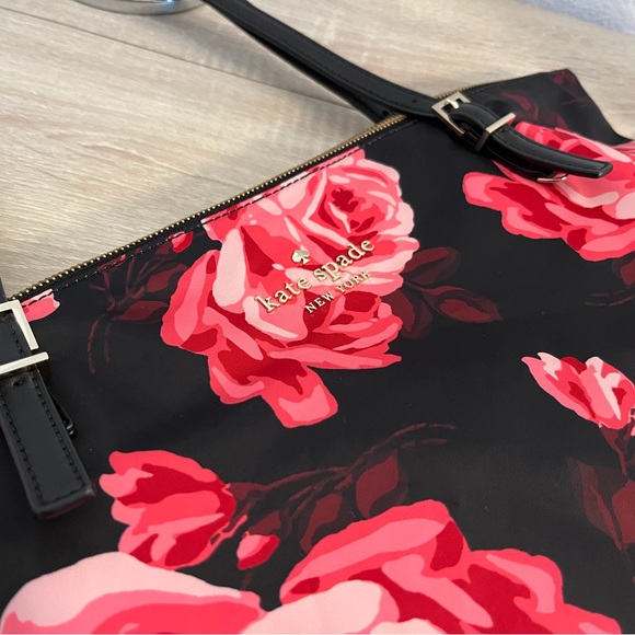 Kate Spade Black and Pink Floral Tote - Picture 2 of 15